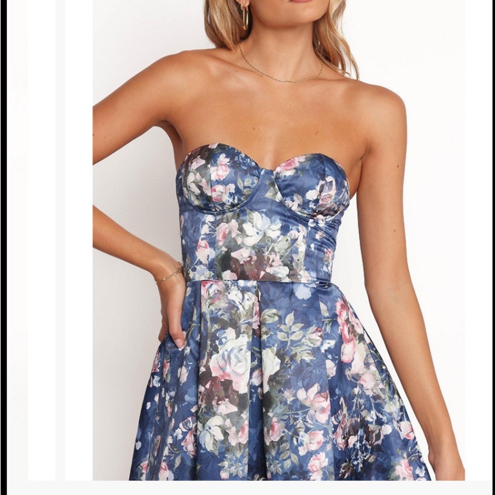 Petal and pup - Floral Strapless Dress - Blue and Pink